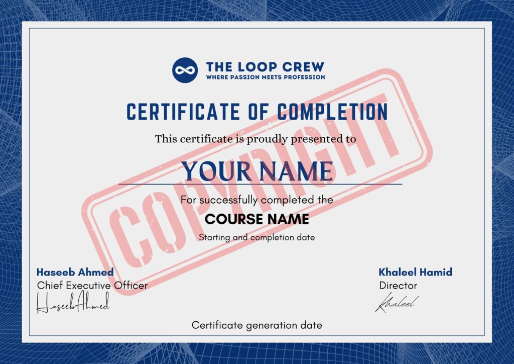 The Loop Crew certificate